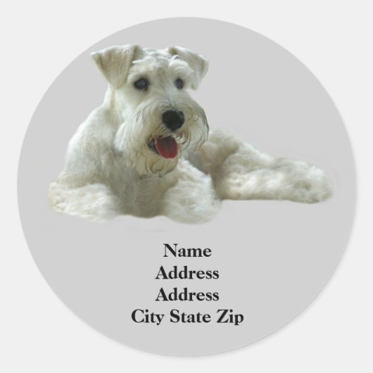 Miniatuur Schnauzer Adreslabel Ronde Sticker (Voorkant)