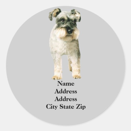 Miniatuur Schnauzer Adreslabel Ronde Sticker (Voorkant)
