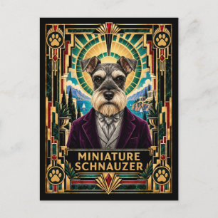 Miniatuur Schnauzer, Art Deco Hond Briefkaart