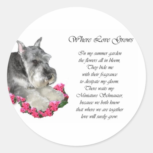Miniatuur Schnauzer Art Gifts Ronde Sticker (Voorkant)