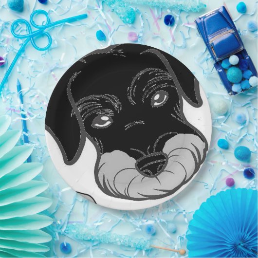 miniatuur schnauzer black en Silver peking Papieren Bordje (Feest)