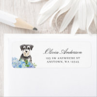Miniatuur Schnauzer Blue Hydrangea Retouradres