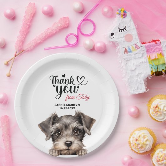 Miniatuur Schnauzer Bruiloft Dank u Papieren Bordje (Feest)