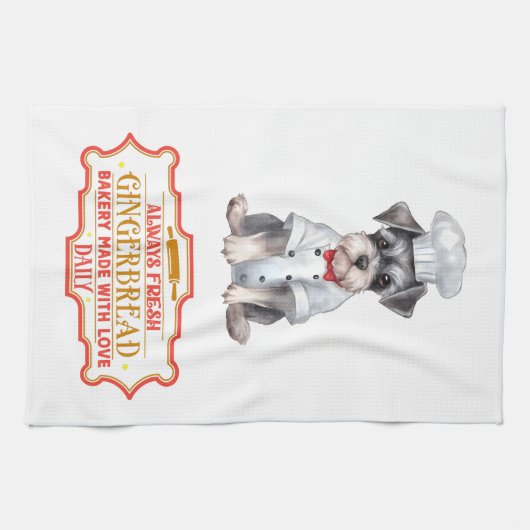 Miniatuur Schnauzer Chef Baking Gingerbread Theedoek (Horizontaal)