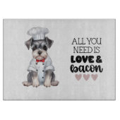 Miniatuur Schnauzer Chef Love & Bacon Snijplank (Voorkant)