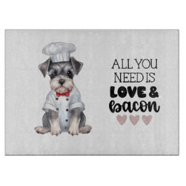 Miniatuur Schnauzer Chef Love & Bacon Snijplank