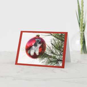 Miniatuur Schnauzer Christmas Kaart Ball Hanging