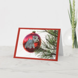 Miniatuur Schnauzer Christmas Kaart Ball Hanging