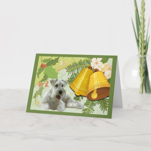 Miniatuur Schnauzer Christmas Kaart Bells (Voorkant)