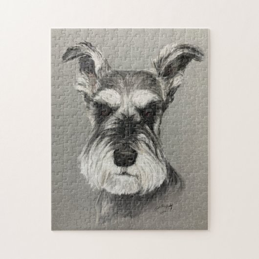 Miniatuur Schnauzer Dog Art Puzzle. Legpuzzel (Verticaal)