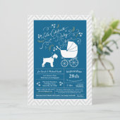 Miniatuur Schnauzer Dog Baby shower Blue Boy Kaart (Staand voorkant)