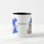 Miniatuur Schnauzer Dog Blue Abstracte achtergrond Mok (Midden)