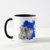 Miniatuur Schnauzer Dog Blue Abstracte achtergrond Mok (Links)