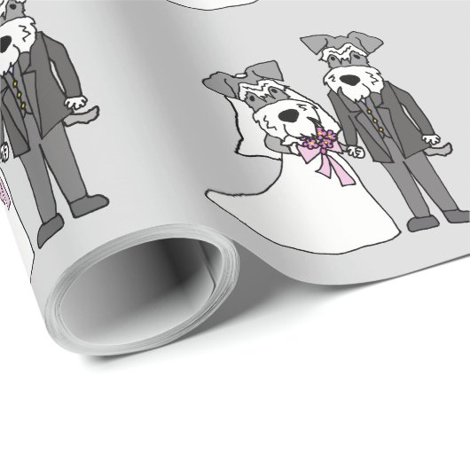 Miniatuur Schnauzer Dog Bride en Groom Wedding Cadeaupapier (Rol Hoek)