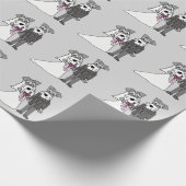 Miniatuur Schnauzer Dog Bride en Groom Wedding Cadeaupapier (Hoek)