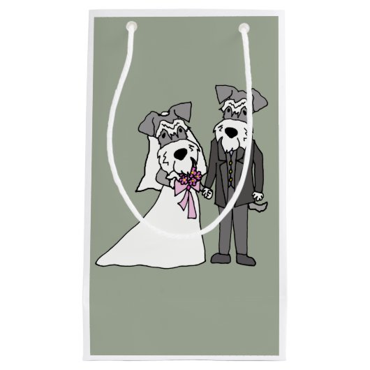 Miniatuur Schnauzer Dog Bride en Groom Wedding Klein Cadeauzakje (Voorkant)