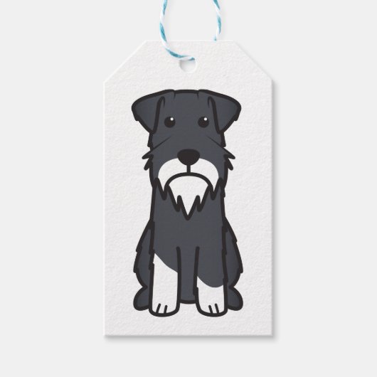 Miniatuur Schnauzer Dog Cartoon Cadeaulabel (Voorkant)