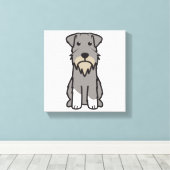 Miniatuur Schnauzer Dog Cartoon Canvas Afdruk (Insitu (Houten vloer))