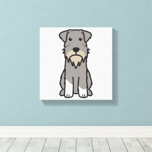 Miniatuur Schnauzer Dog Cartoon Canvas Afdruk (Insitu (Houten vloer))