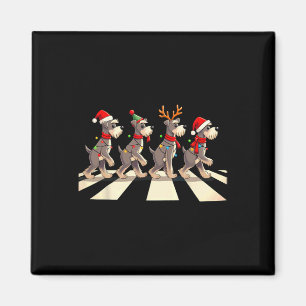 Miniatuur Schnauzer Dog Crossing Road Xmas Magneet
