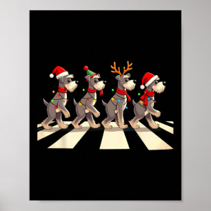Miniatuur Schnauzer Dog Crossing Road Xmas Poster