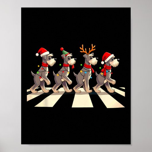 Miniatuur Schnauzer Dog Crossing Road Xmas Poster (Voorkant)