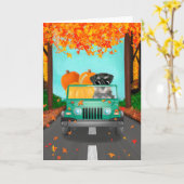 Miniatuur Schnauzer Dog Herfst Pompoen Kaart (Gele Bloem)