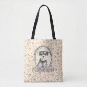 Miniatuur Schnauzer Dog Paw Print & Dog Bone Cute Tote Bag (Voorkant)