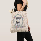 Miniatuur Schnauzer Dog Paw Print & Dog Bone Cute Tote Bag (Dichtbij)