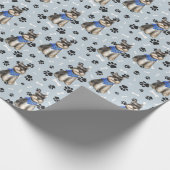 Miniatuur Schnauzer Dog Paw Print Pattern Cadeaupapier (Hoek)