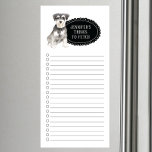 Miniatuur Schnauzer Dog Shopping List Magnetisch Notitieblok<br><div class="desc">Schattige dingen om miniatuur Schnauzer-hond te halen met een zwart karton-lijst dat gepersonaliseerd is met jouw naam.</div>
