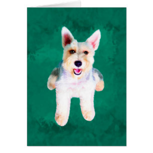 Miniatuur Schnauzer Dog Water Color Art Painting