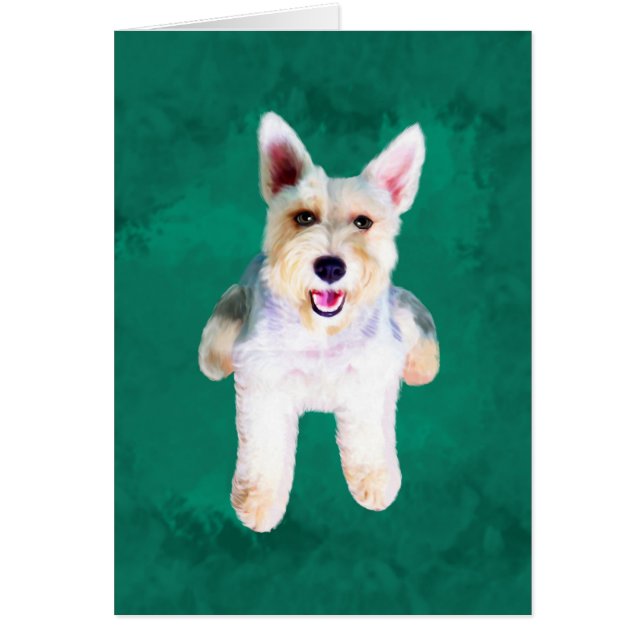 Miniatuur Schnauzer Dog Water Color Art Painting (Voorkant)