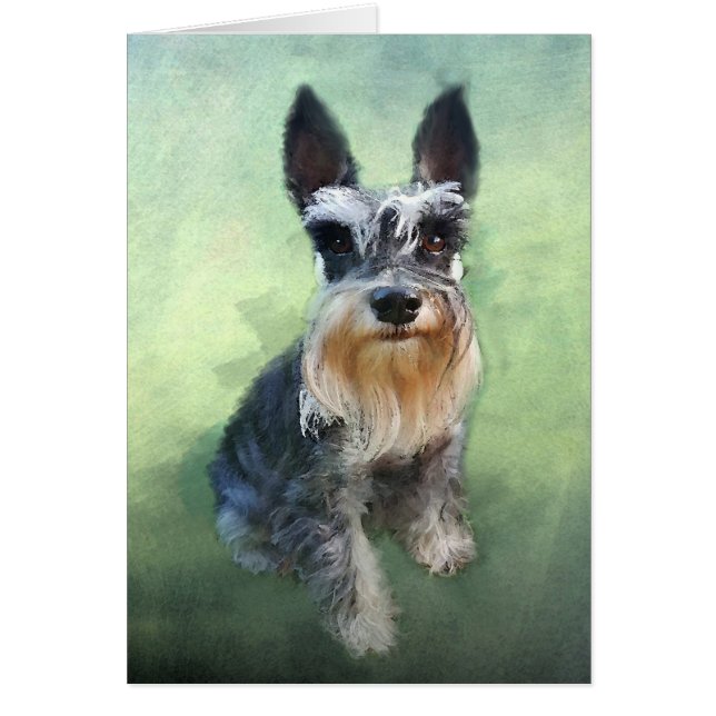 Miniatuur Schnauzer Dog Water Color Art Painting (Voorkant)
