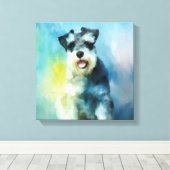Miniatuur Schnauzer Dog Water Color Art Painting Canvas Afdruk (Insitu (Houten vloer))