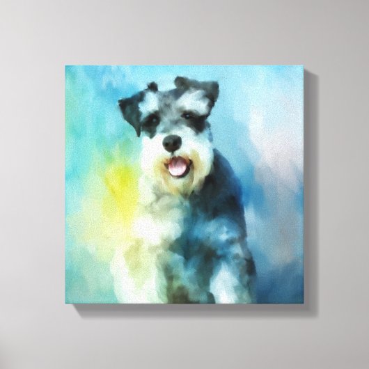 Miniatuur Schnauzer Dog Water Color Art Painting Canvas Afdruk (Voorkant)
