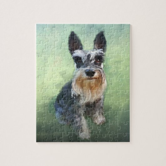 Miniatuur Schnauzer Dog Water Color Art Painting Legpuzzel (Verticaal)