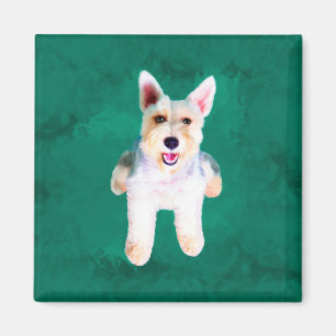 Miniatuur Schnauzer Dog Water Color Art Painting Magneet
