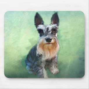 Miniatuur Schnauzer Dog Water Color Art Painting Muismat