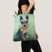 Miniatuur Schnauzer Dog Water Color Art Painting Tote Bag (Dichtbij)