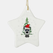 Miniatuur Schnauzer door sneeuw | Kersthond Keramisch Ornament (Rechts)