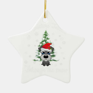 Miniatuur Schnauzer door sneeuw Kersthond Keramisch Ornament