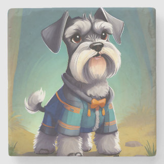 Miniatuur Schnauzer Dragen van een jas Stenen Onderzetter