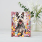 Miniatuur Schnauzer Gelukkig Pasen Briefkaart (Staand voorkant)