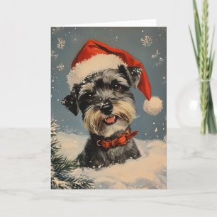Miniatuur Schnauzer gepersonaliseerde Kerstmis Feestdagen Kaart