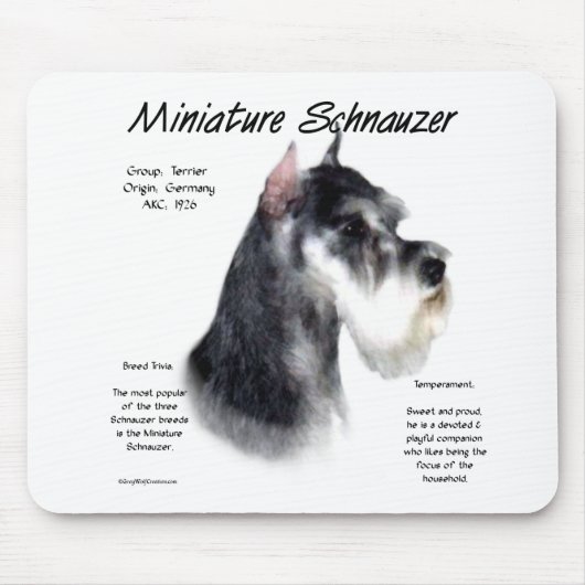 Miniatuur Schnauzer Geschiedenisontwerp Muismat (Voorkant)
