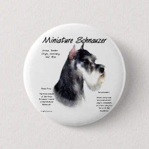 Miniatuur Schnauzer Geschiedenisontwerp Ronde Button 5,7 Cm