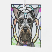 Miniatuur Schnauzer "Glas in lood" Glas Ornament (Voorkant links)