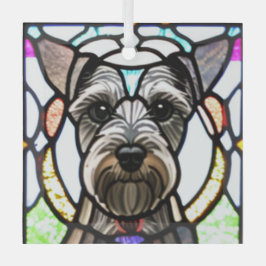 Miniatuur Schnauzer "Glas in lood" Glas Ornament