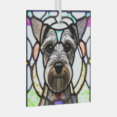 Miniatuur Schnauzer "Glas in lood" Glas Ornament (Voorkant Rechts)